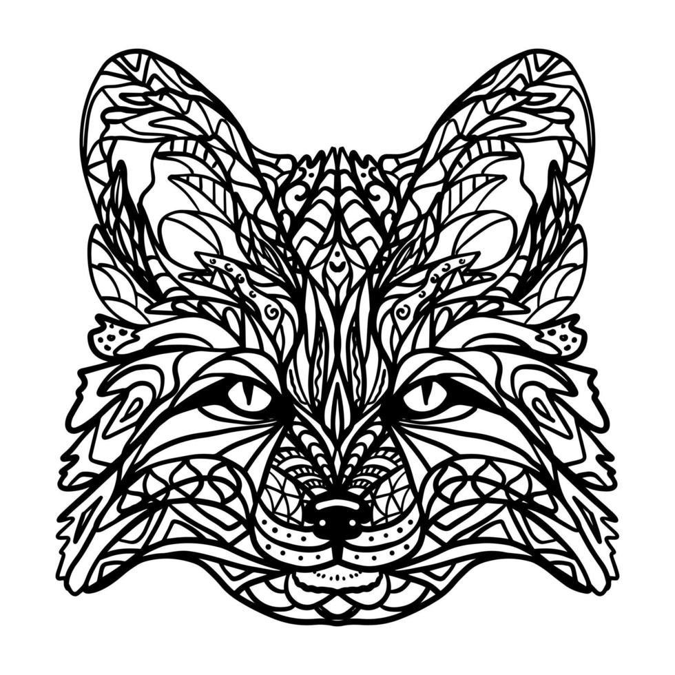 Fox, antistress coloring book vector