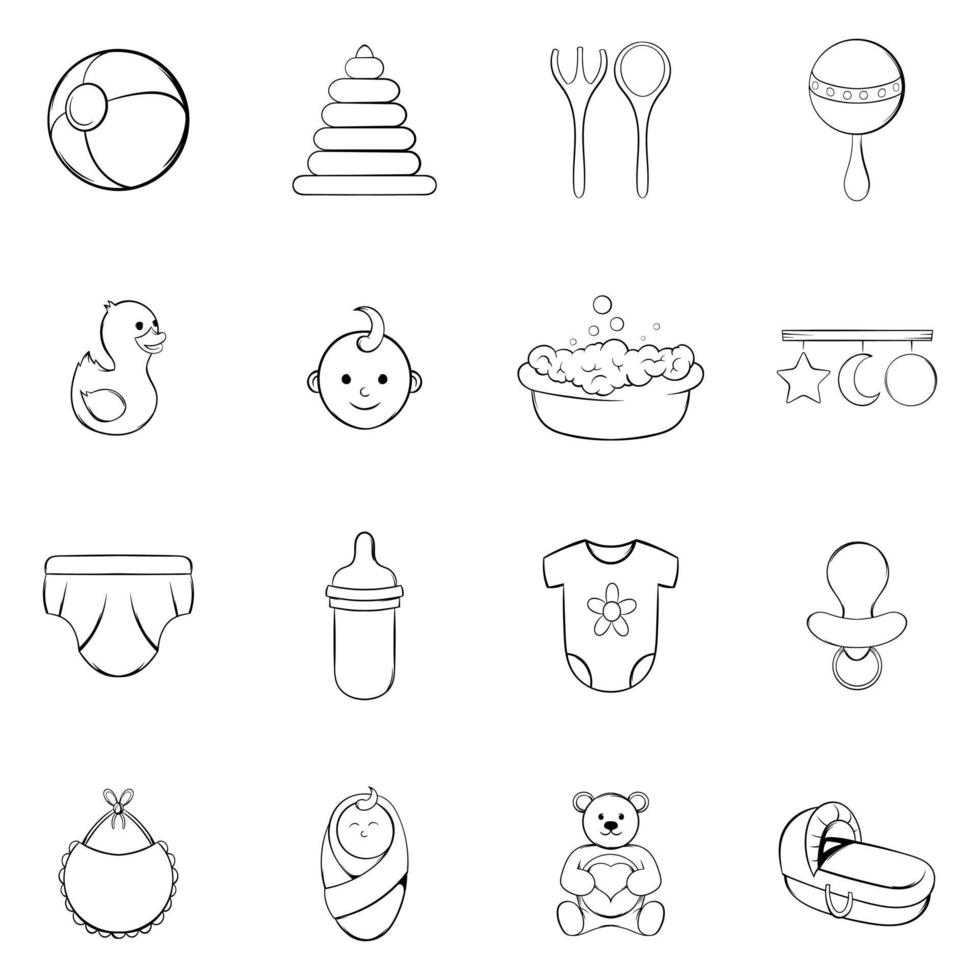 Baby icons set vector outline