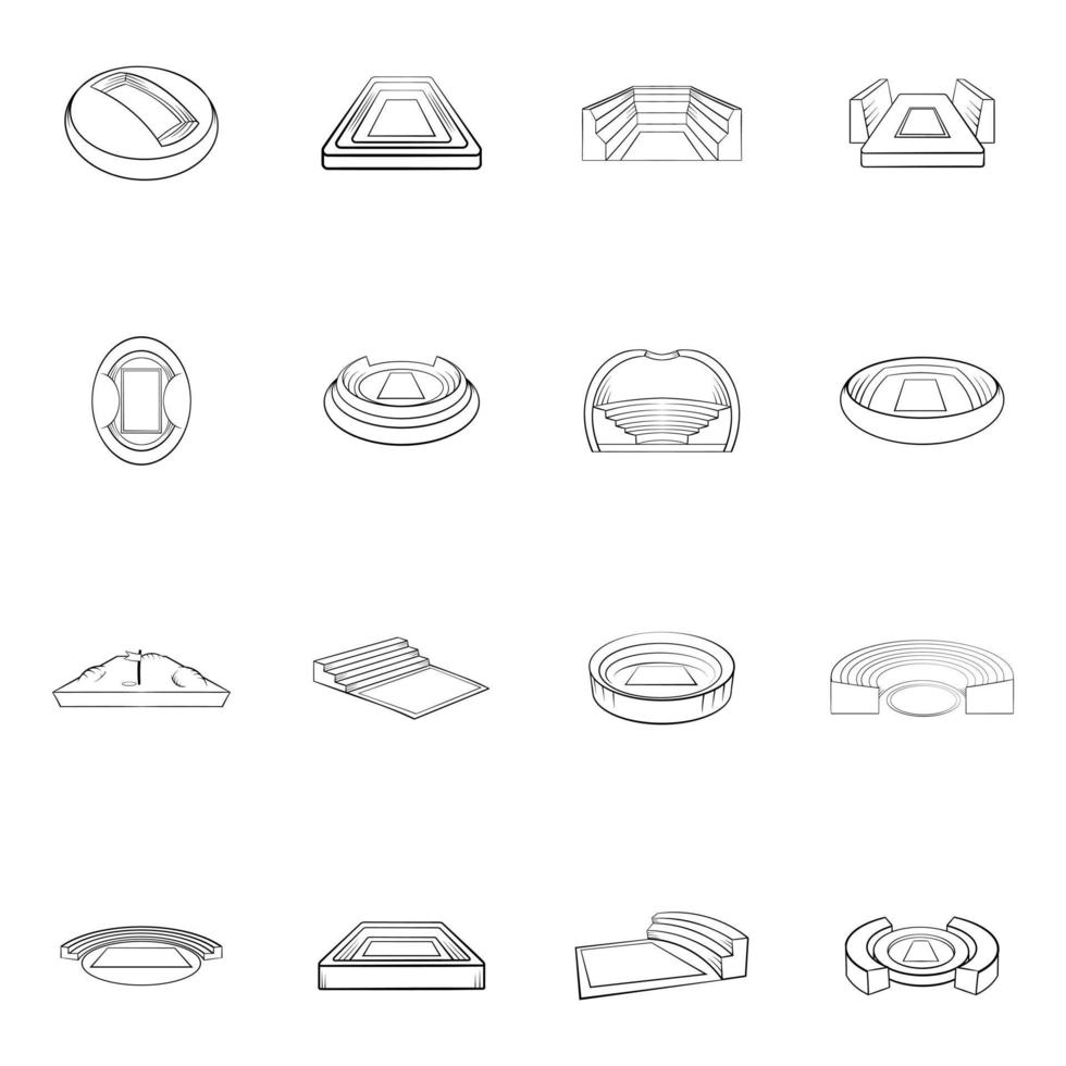 Stadium icons set vector outline