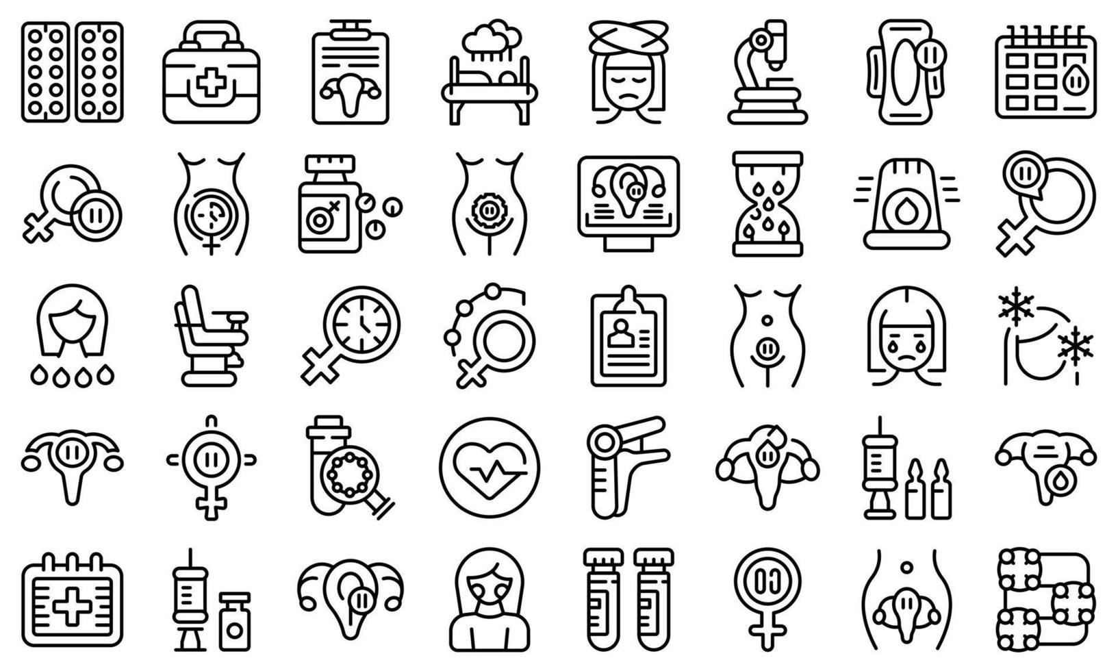 Menopause icons set outline vector. Female fertility vector