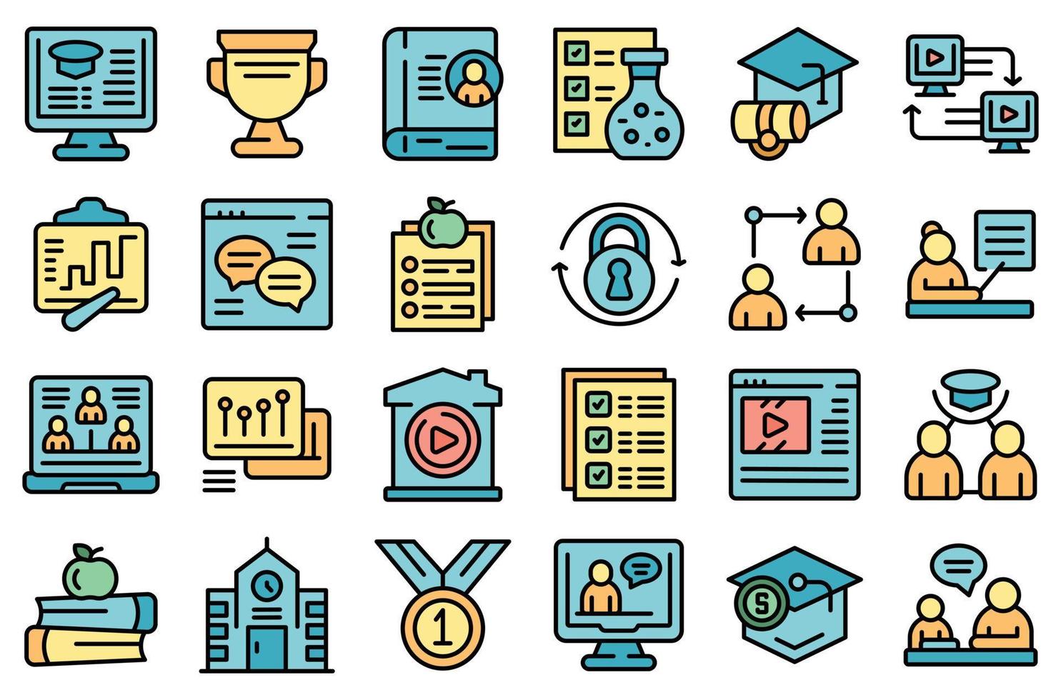Private lesson icons set vector flat
