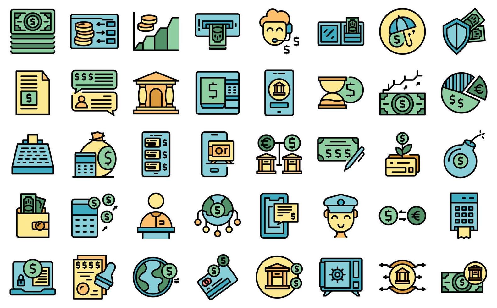 Banking transactions icons set vector flat