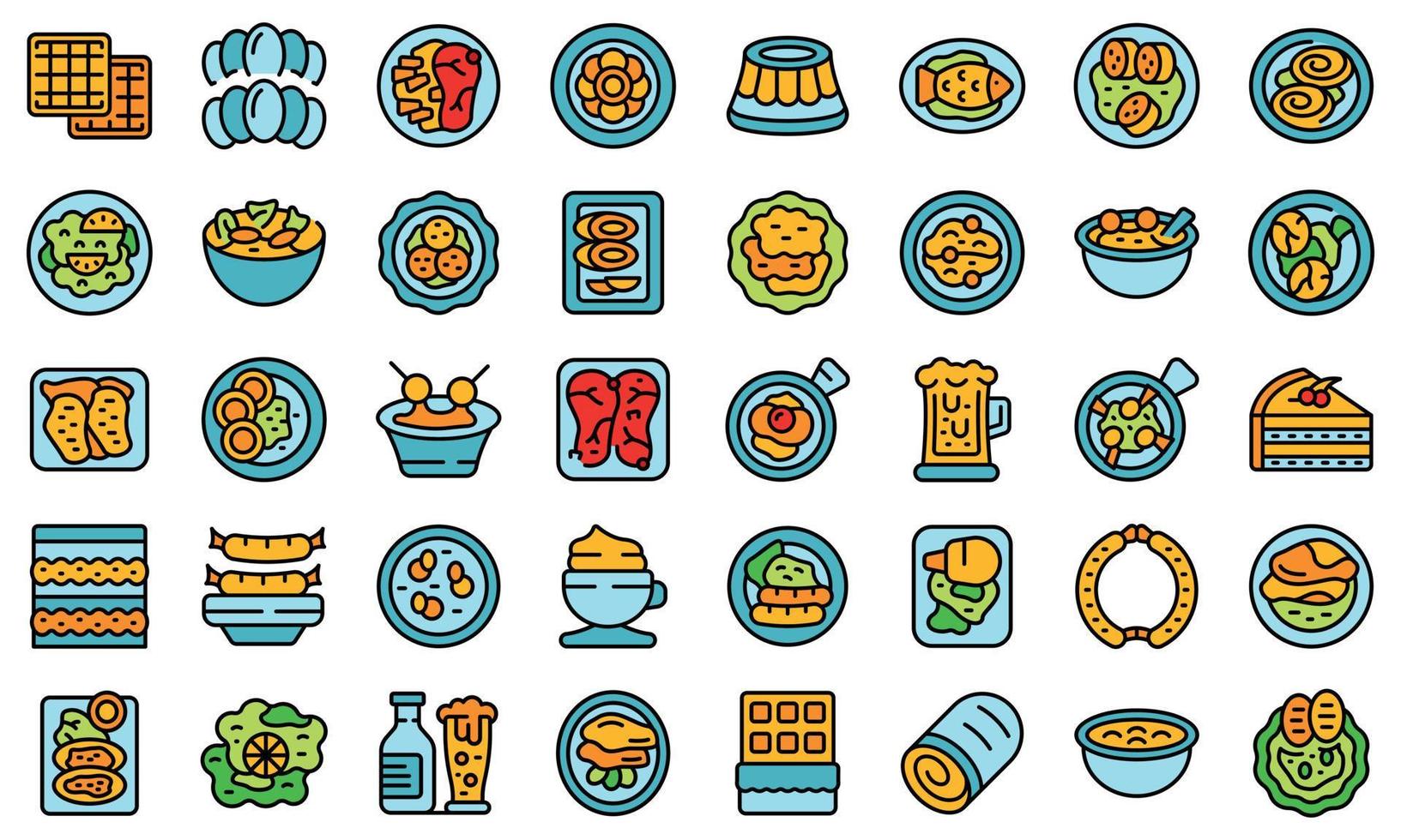 Austrian cuisine icons set vector flat