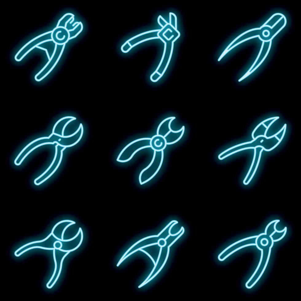Forceps icons set vector neon