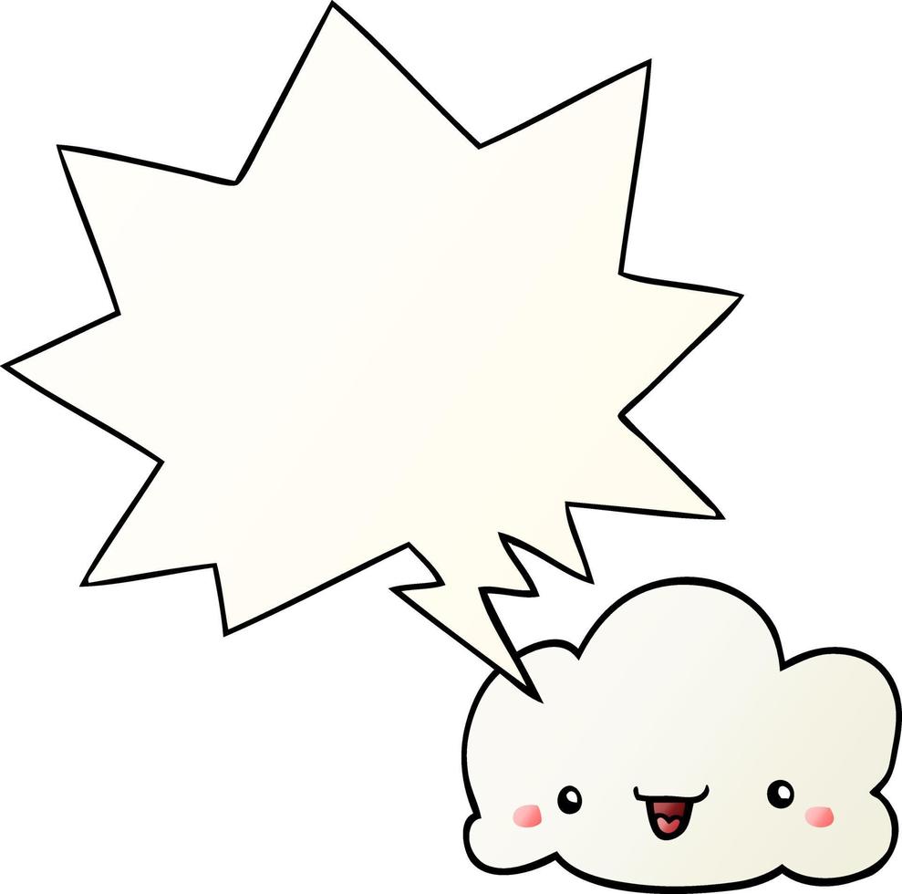 cartoon cloud and speech bubble in smooth gradient style vector