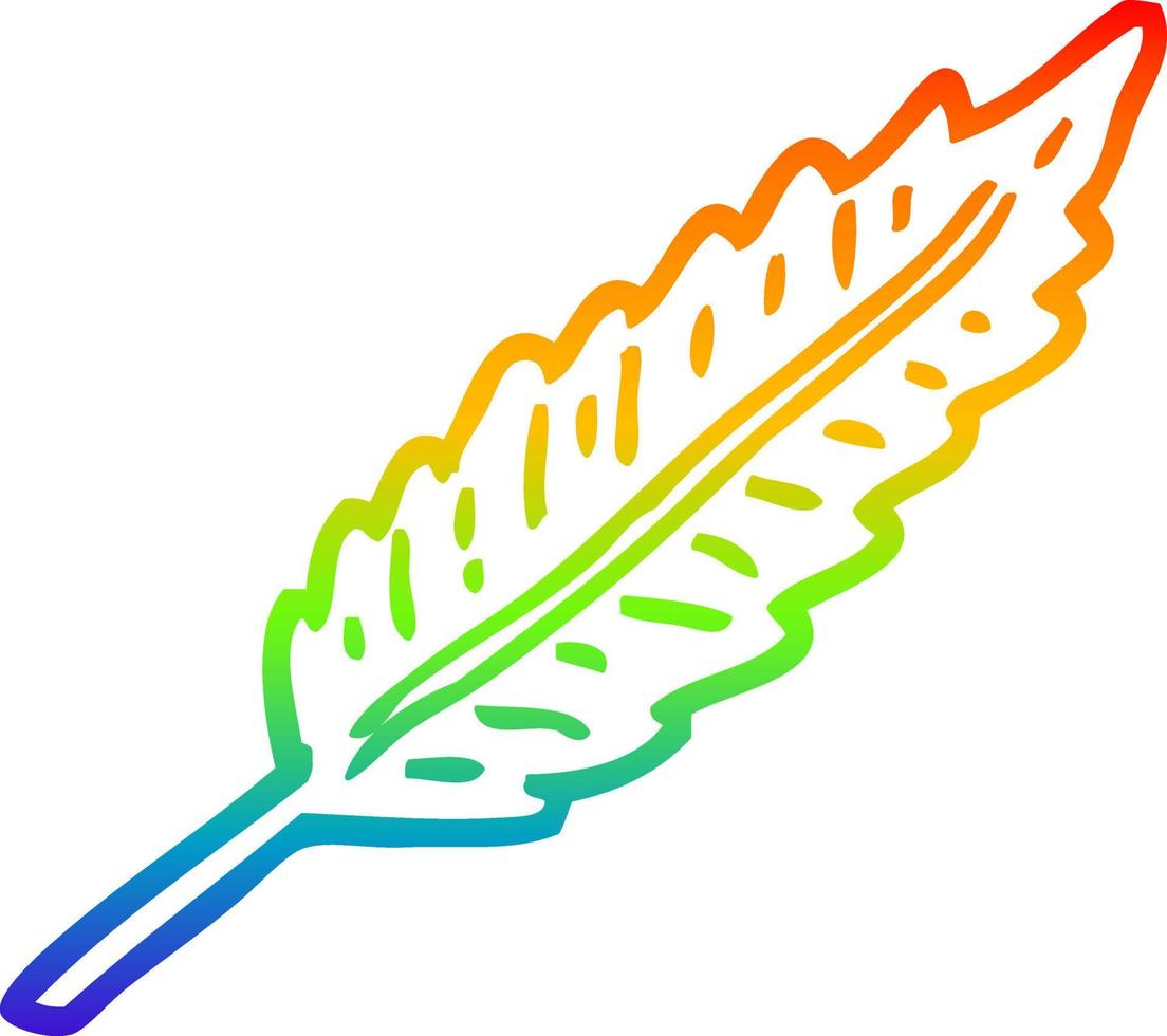 rainbow gradient line drawing cartoon white feather vector