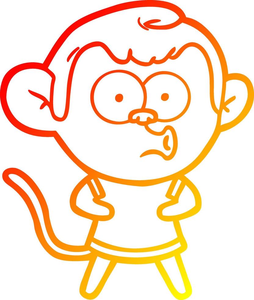 warm gradient line drawing cartoon surprised monkey vector