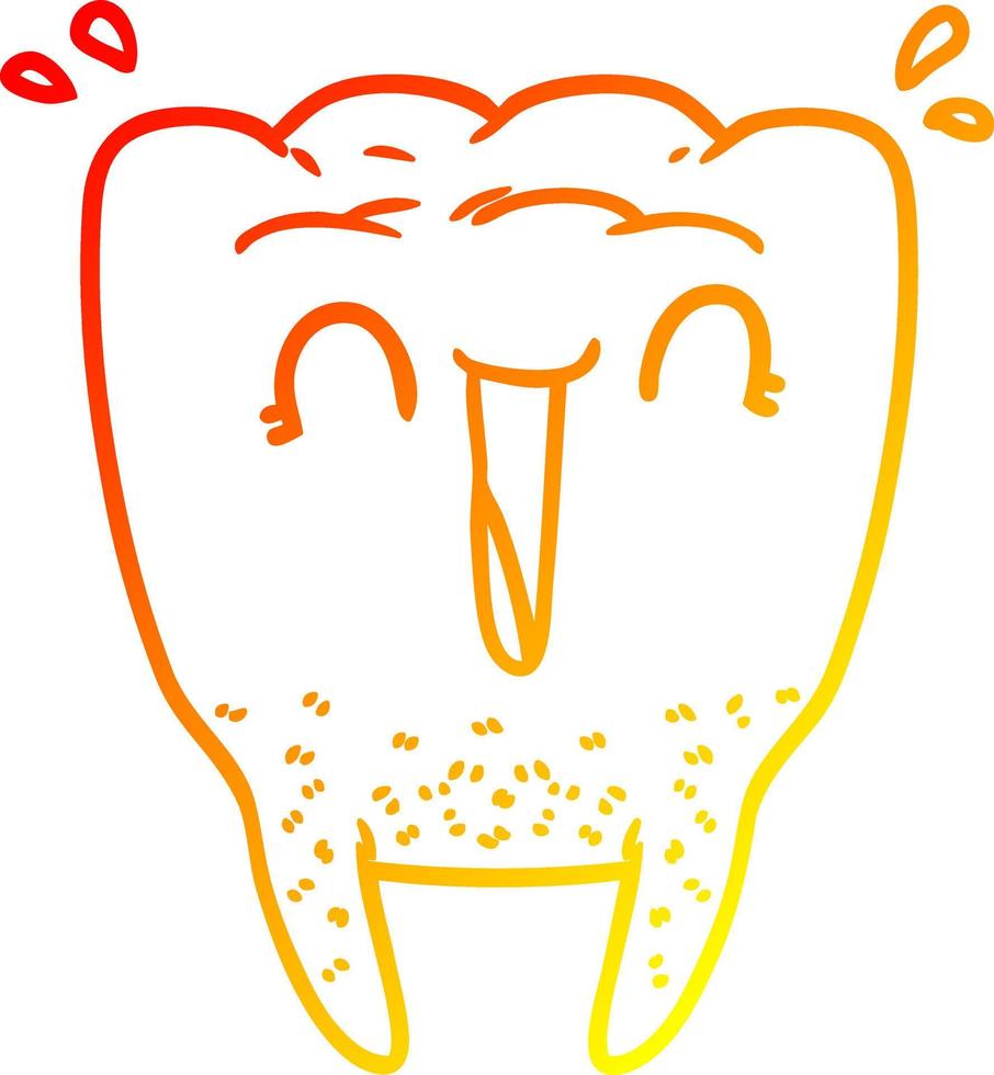 warm gradient line drawing cartoon happy tooth vector