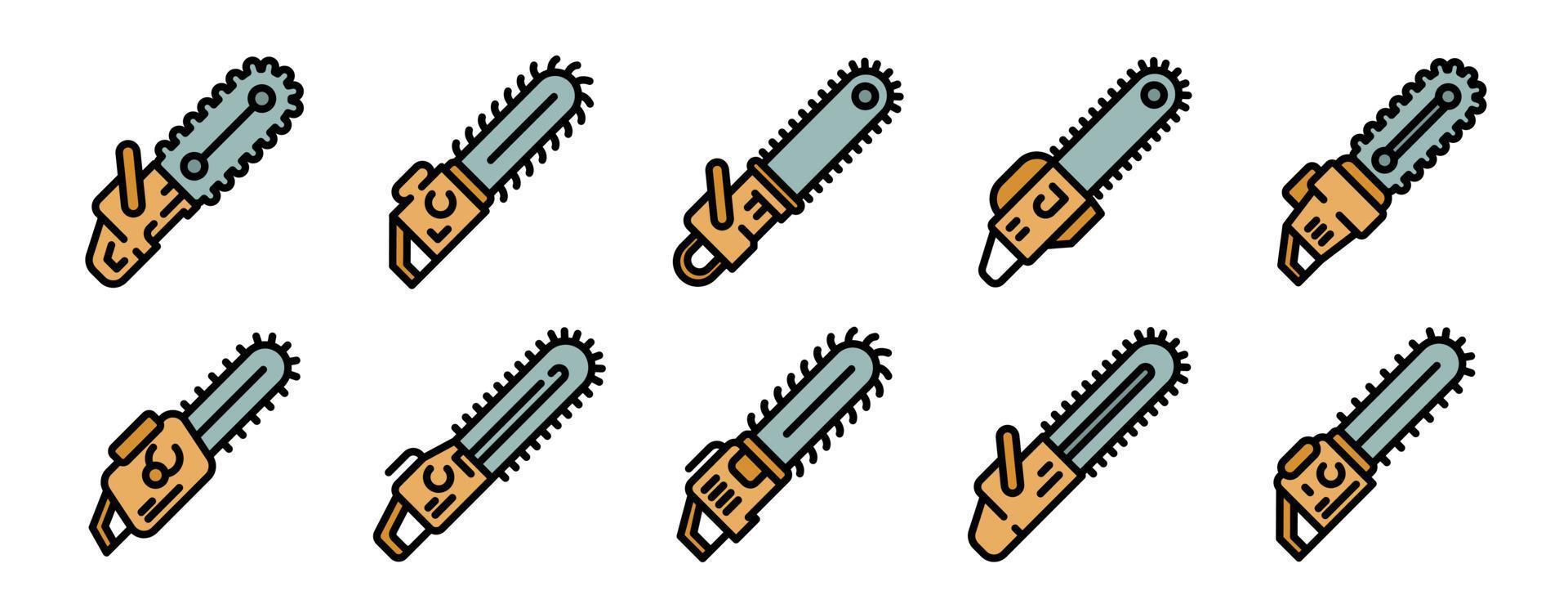 Chainsaw icons set vector flat