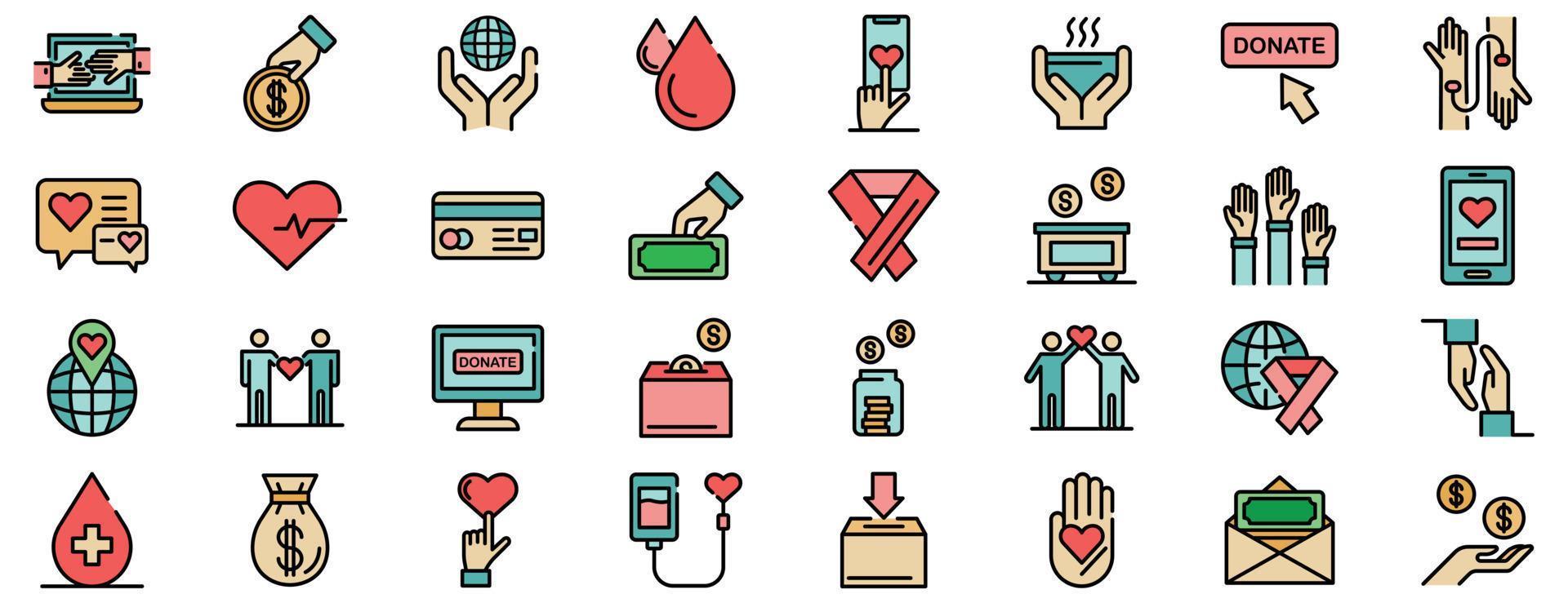 Donations icons vector flat
