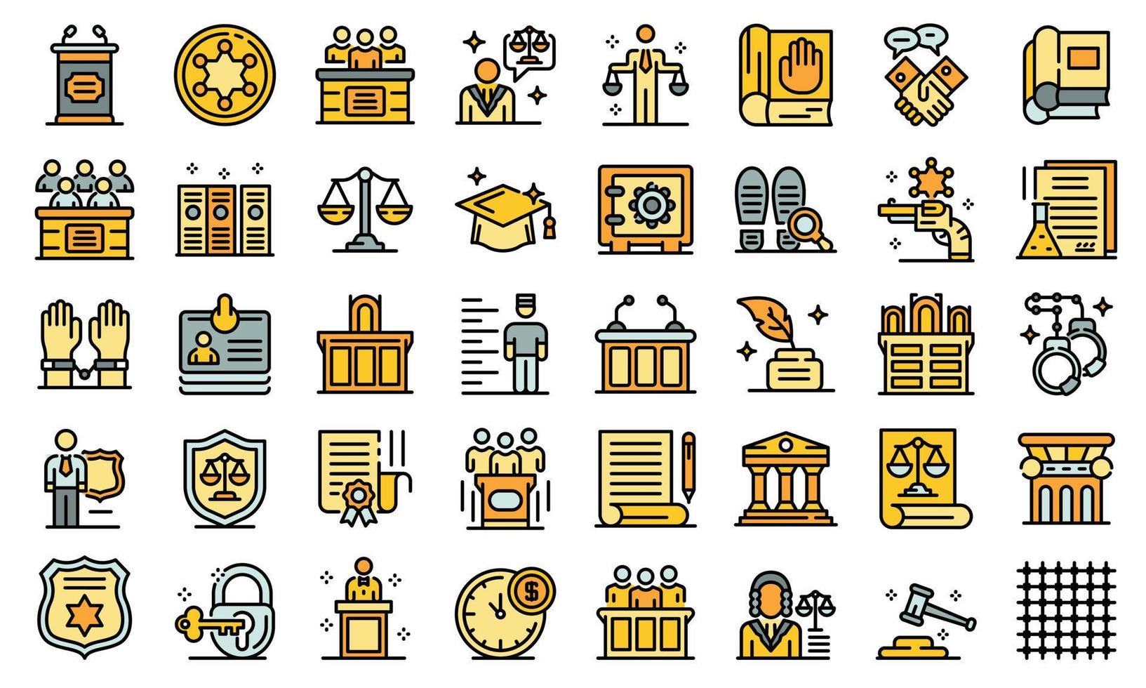 Prosecutor icons set line color vector