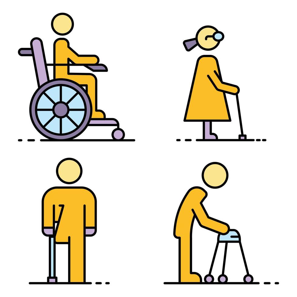 Invalid people icon set line color vector