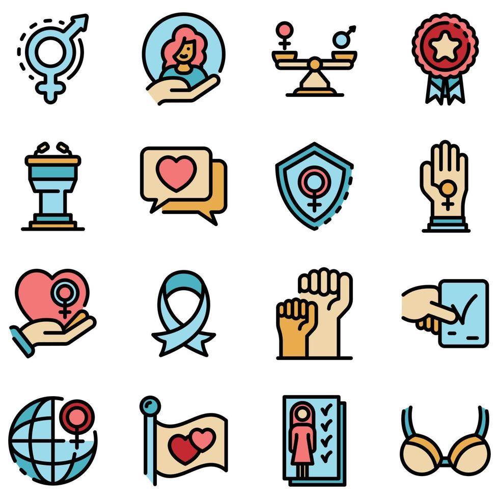 iconos de empoderamiento conjunto vector plano