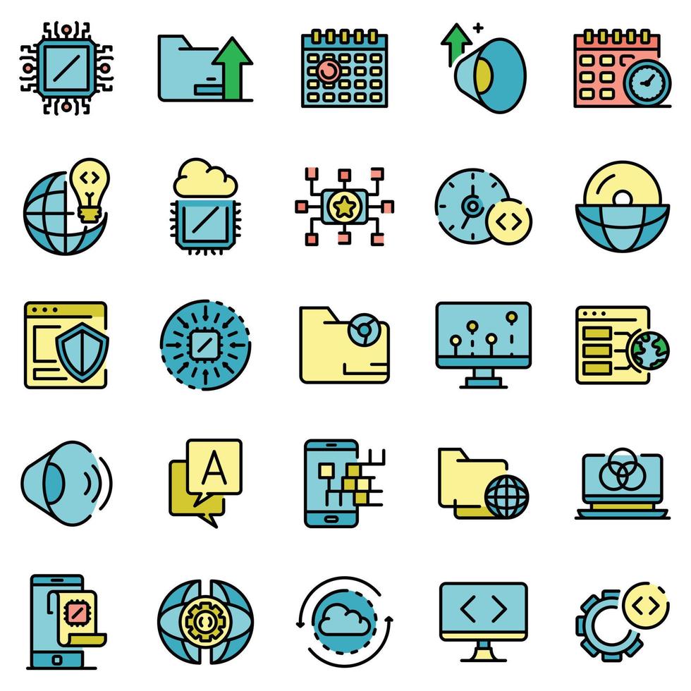 Operating system icons set vector flat