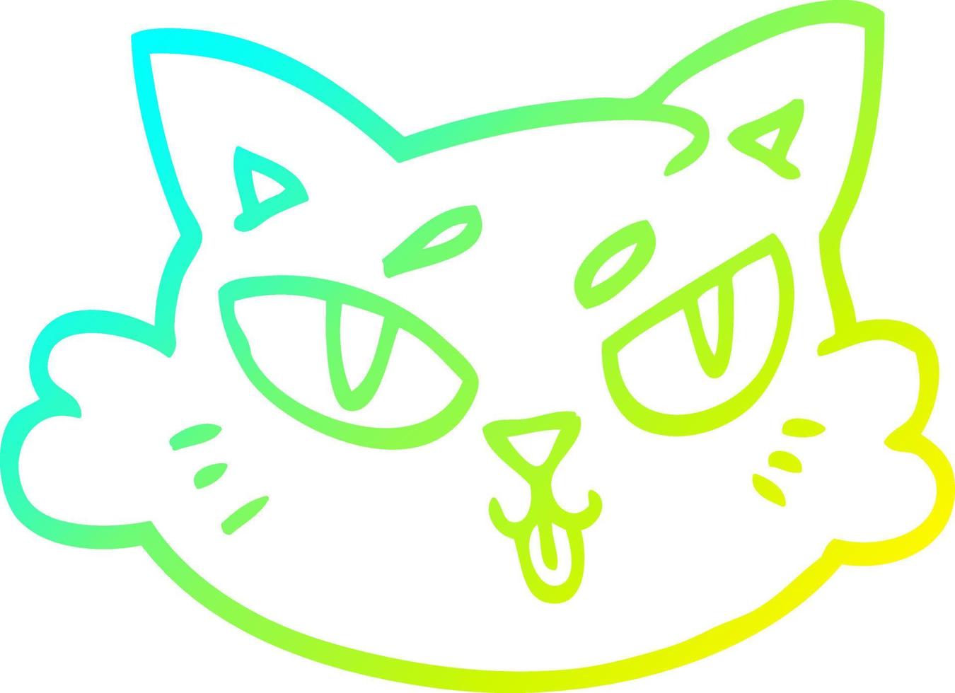 cold gradient line drawing cartoon cats face vector