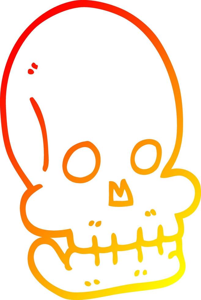 warm gradient line drawing cartoon funny skull vector