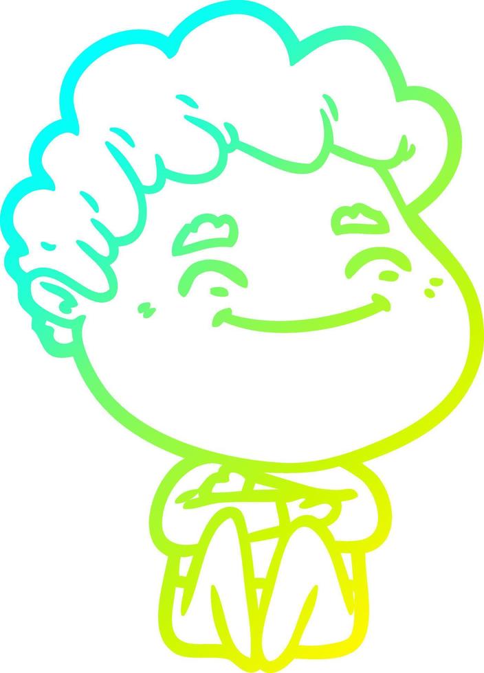 cold gradient line drawing cartoon friendly man vector