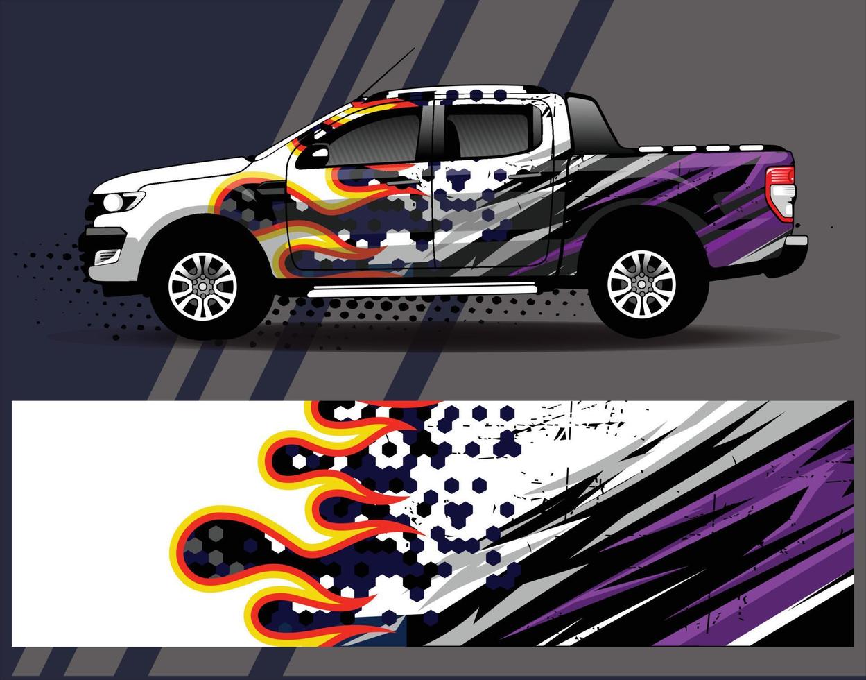 Car wrap design vector  truck and cargo van decal. Graphic abstract stripe racing background designs for vehicle  rally  race  adventure and car racing livery