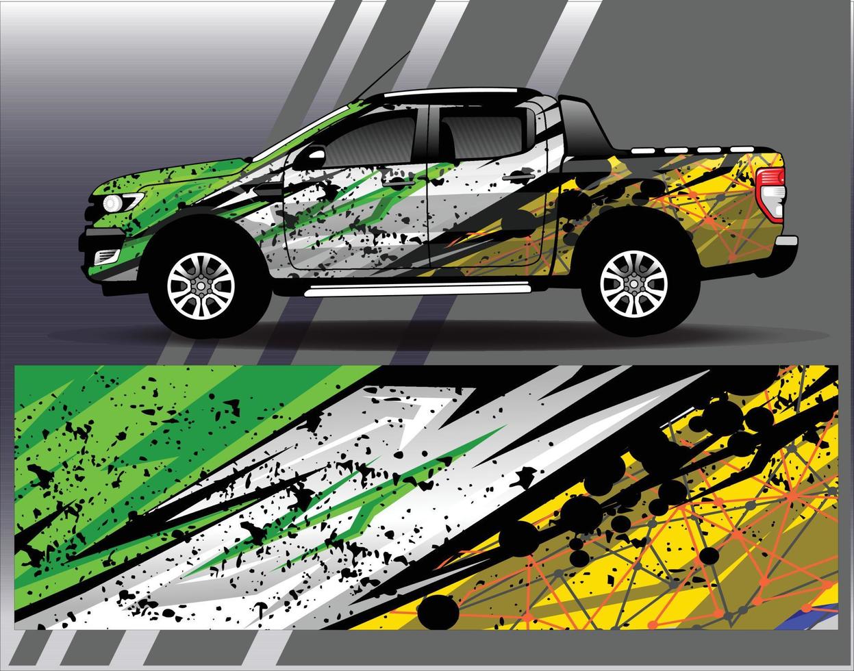 Car wrap design vector  truck and cargo van decal. Graphic abstract stripe racing background designs for vehicle  rally  race  adventure and car racing livery