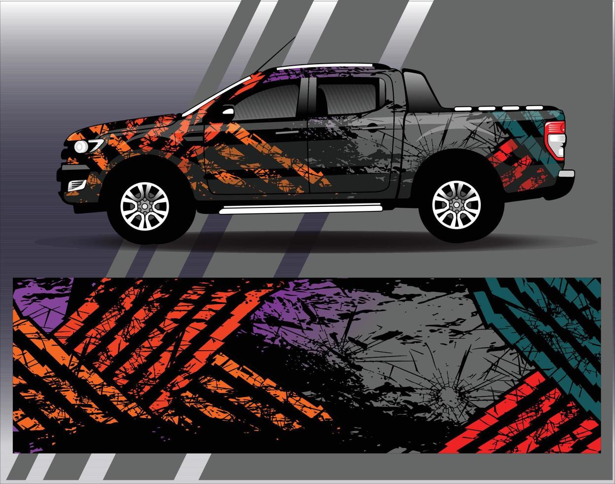 Car wrap design vector  truck and cargo van decal. Graphic abstract stripe racing background designs for vehicle  rally  race  adventure and car racing livery