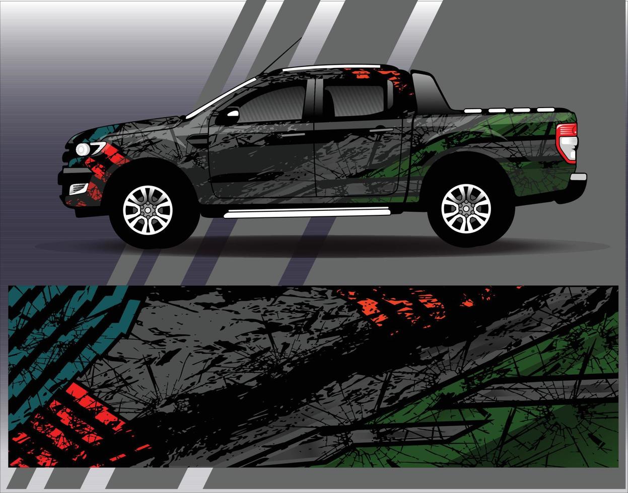 Car wrap design vector  truck and cargo van decal. Graphic abstract stripe racing background designs for vehicle  rally  race  adventure and car racing livery