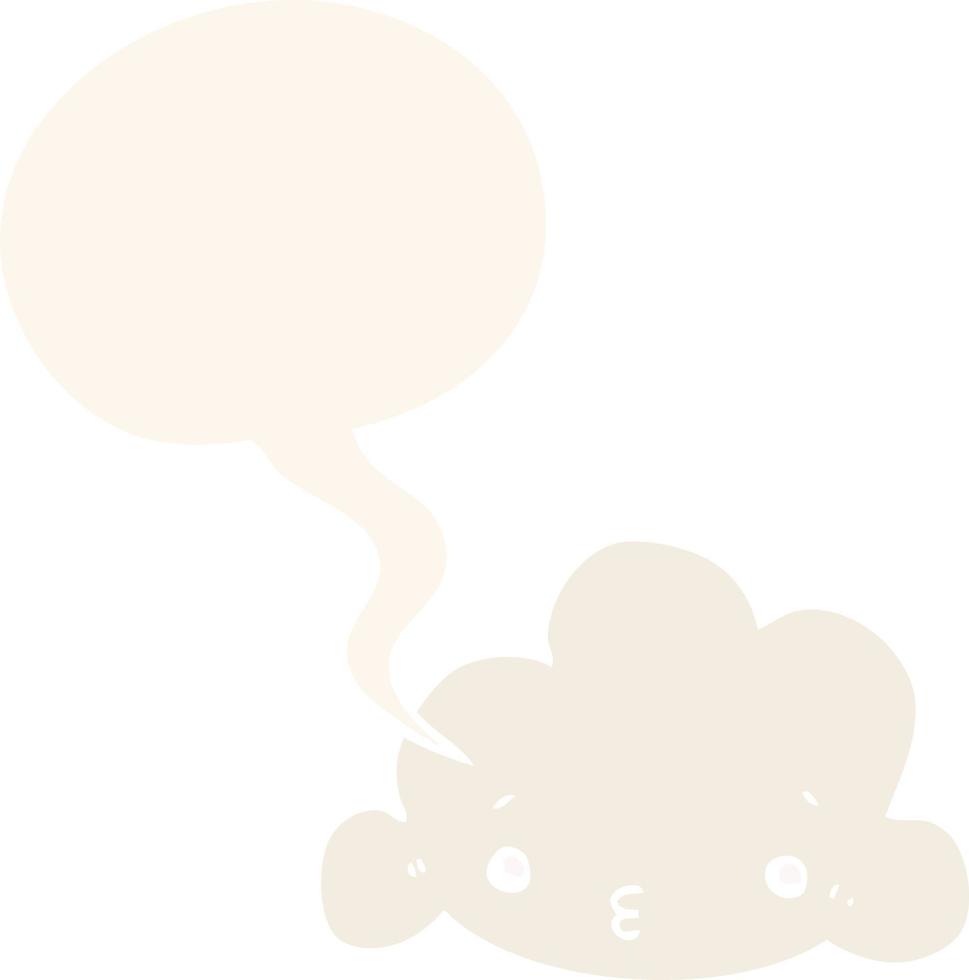 nube de dibujos animados y burbuja del habla en estilo retro vector
