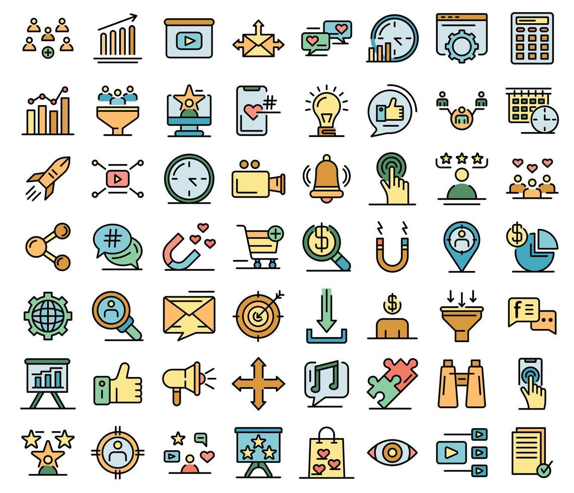 Smm icons set vector flat