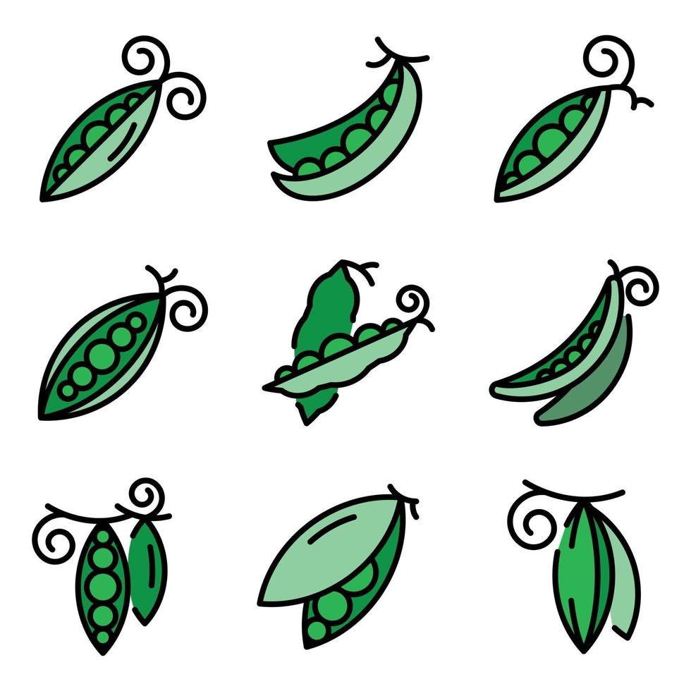 Peas icons set vector flat