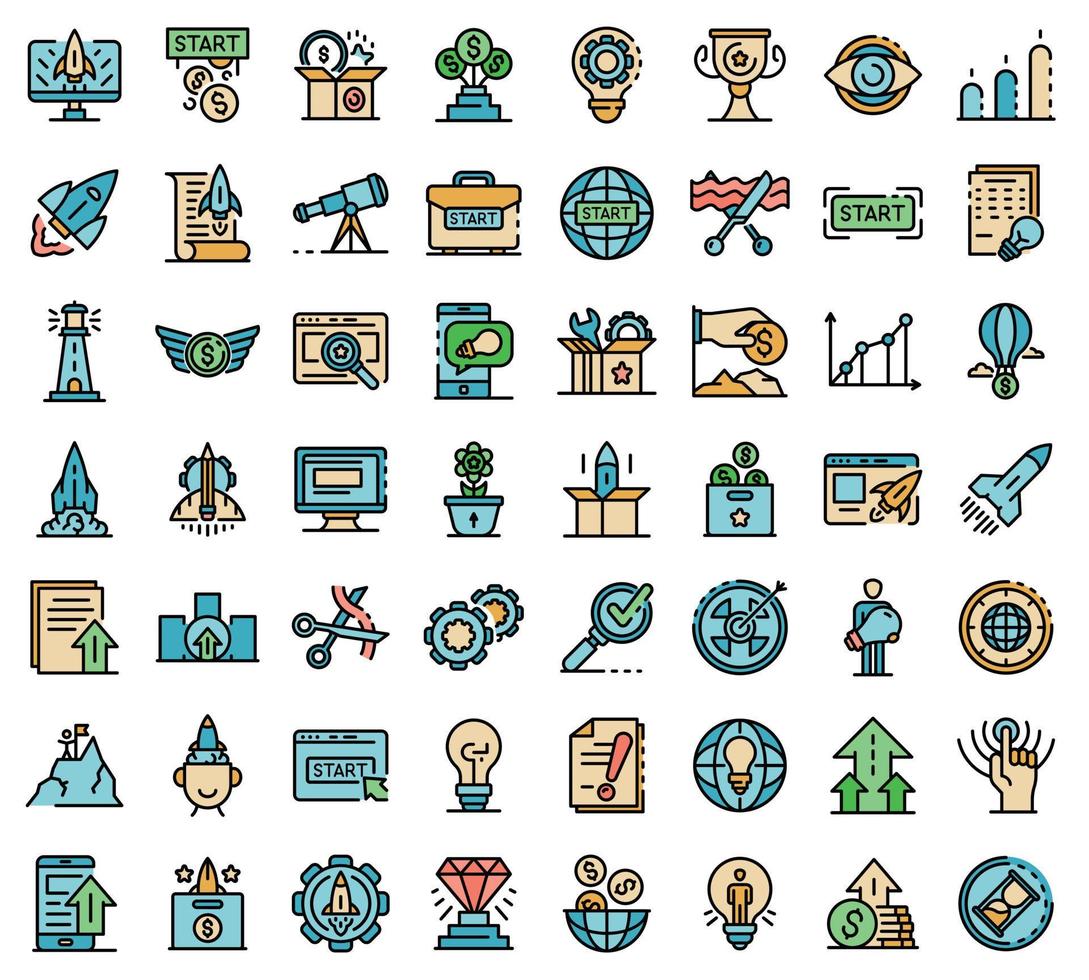 Startup icons set vector flat