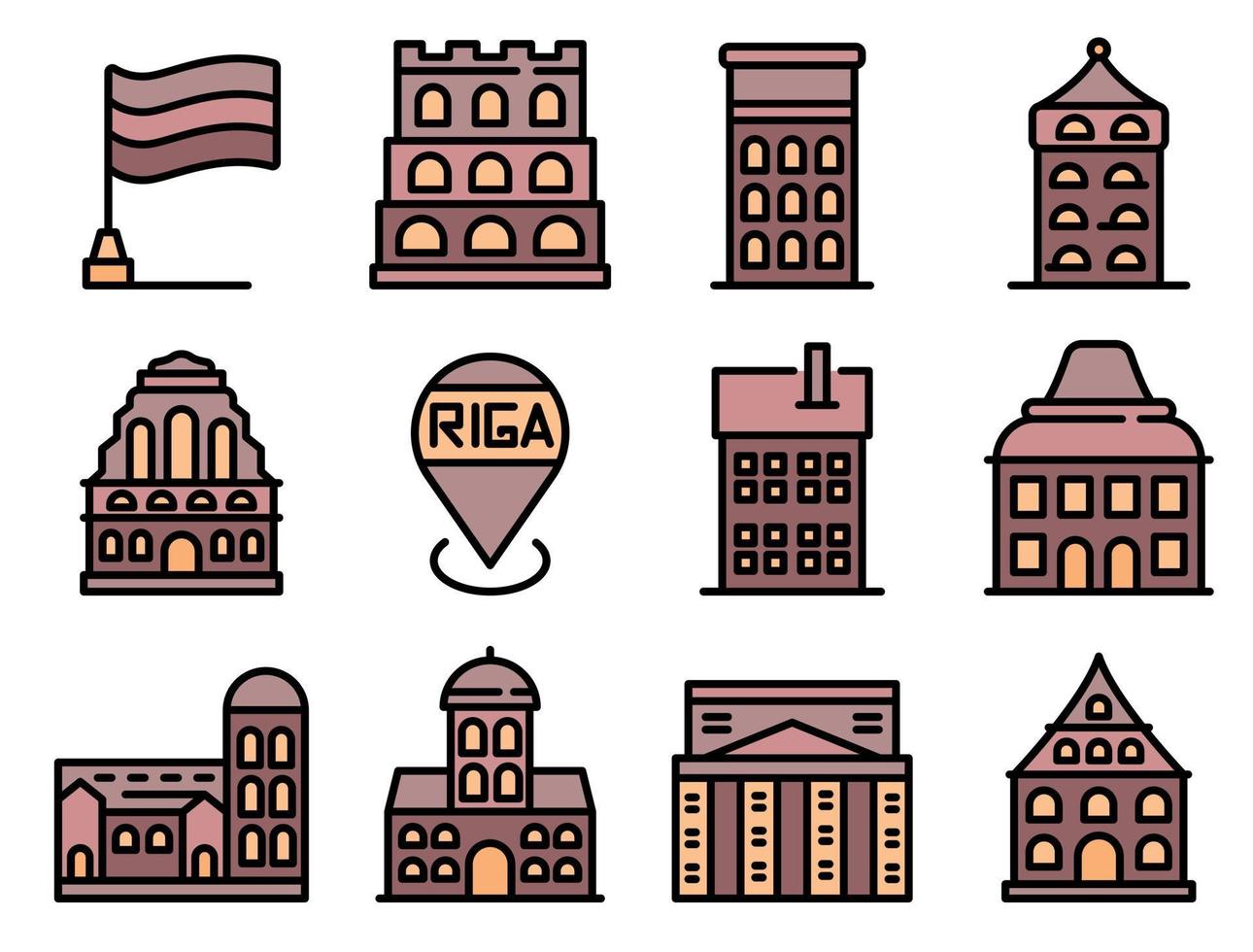 Riga icons vector flat