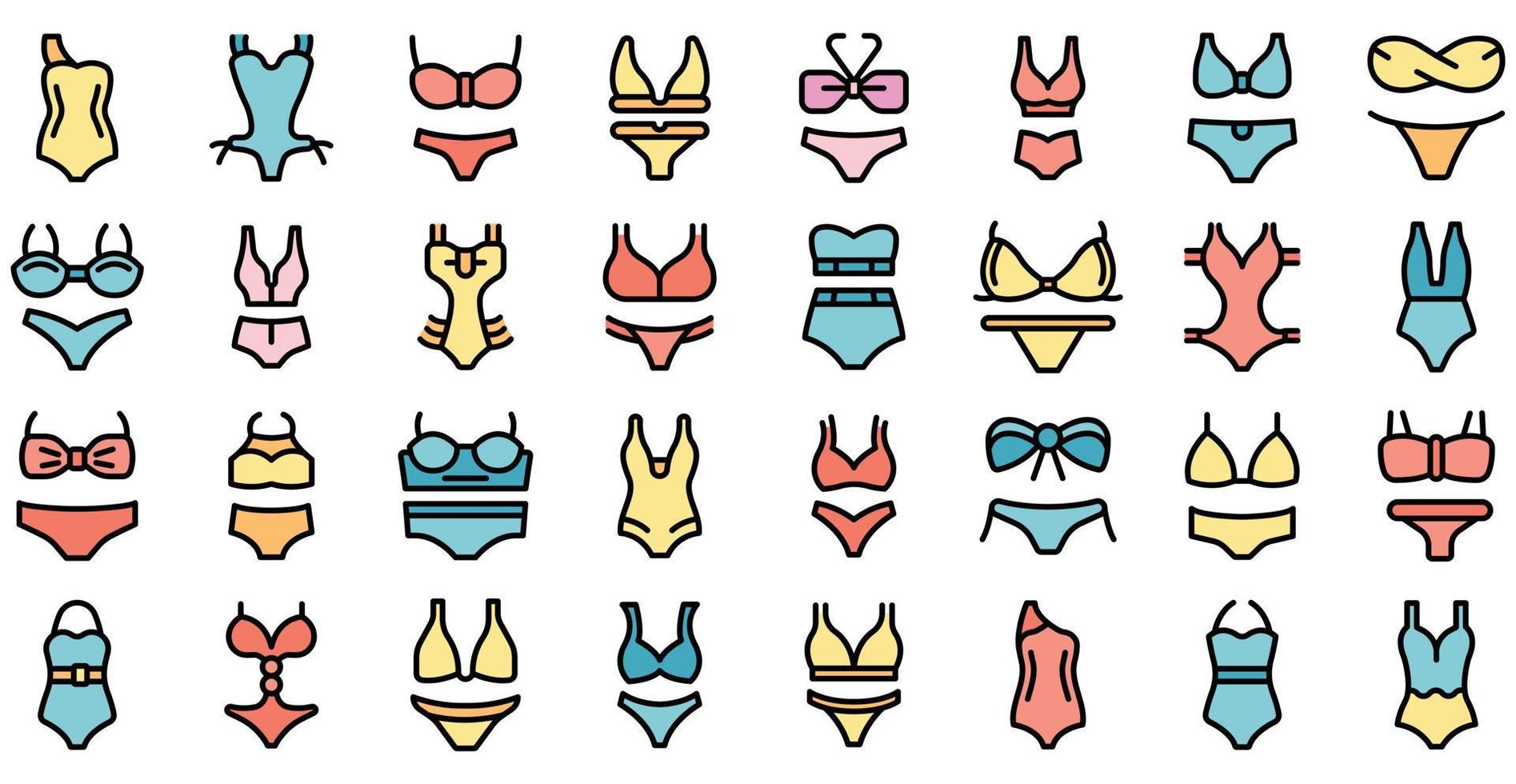 Swimsuit icons set vector flat