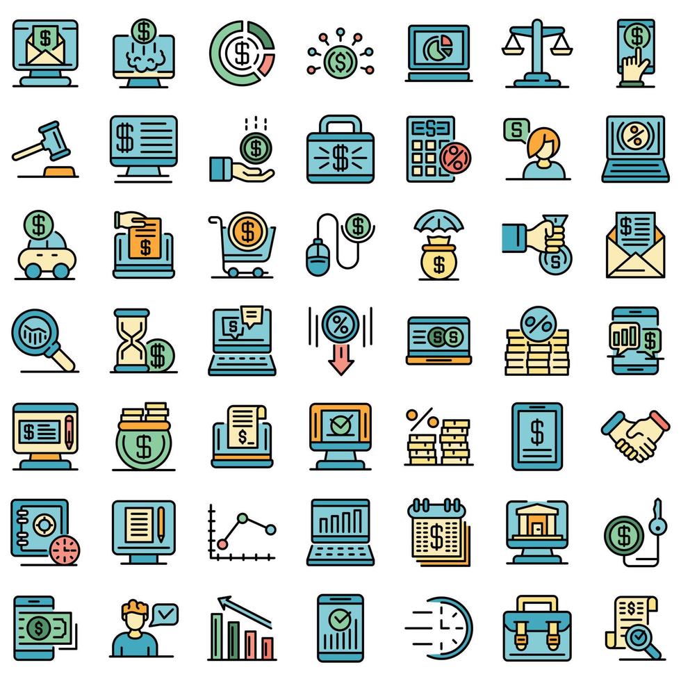Online loan icons set vector flat 8823960 Vector Art at Vecteezy