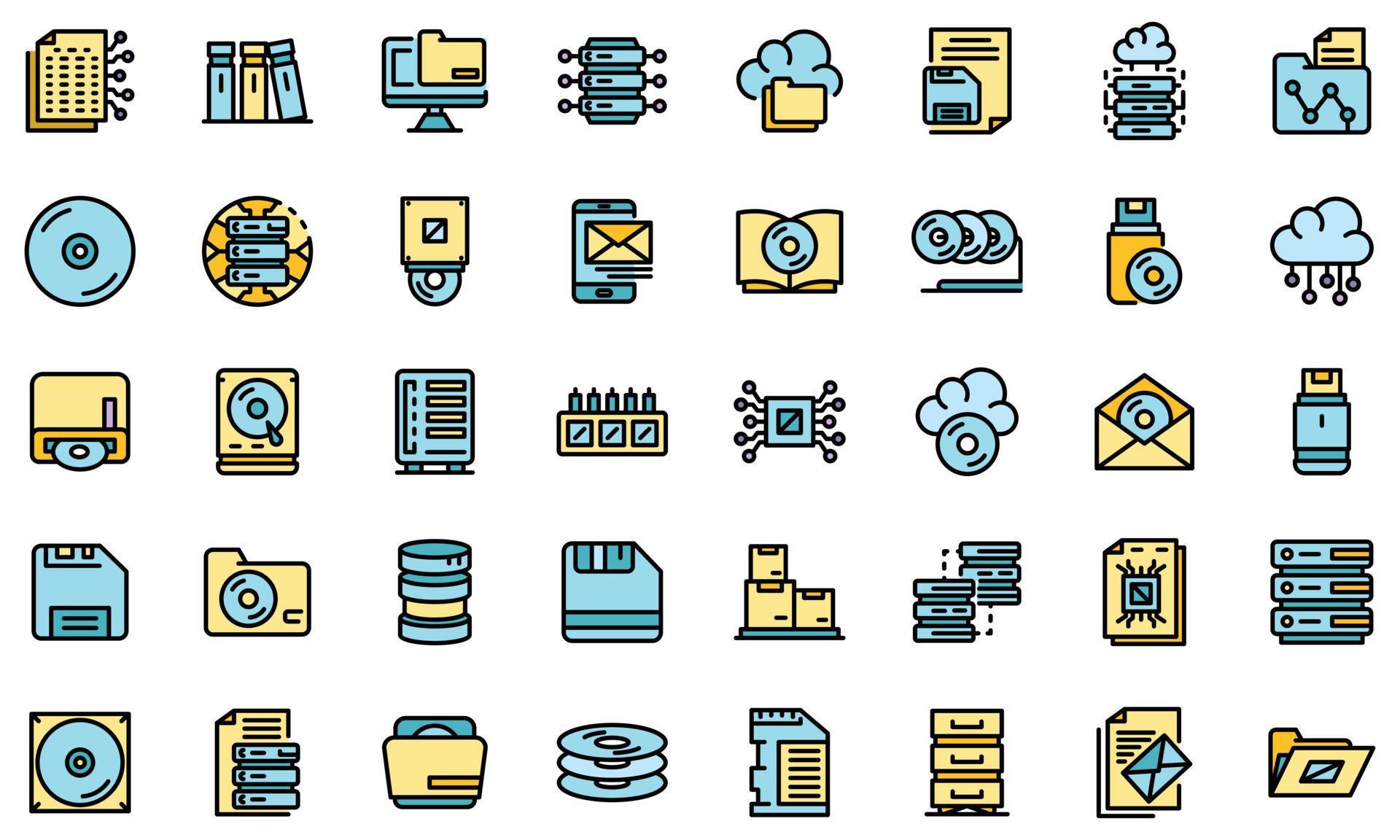 Storage icons set vector flat 8823969 Vector Art at Vecteezy