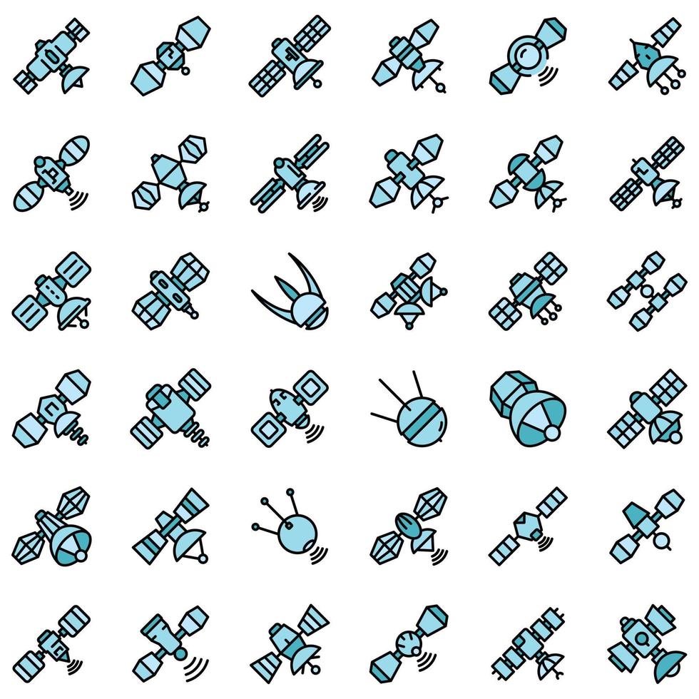 iconos de satélite establecer vector plano