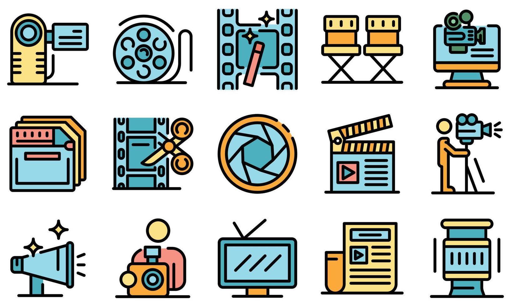 Cameraman icons set vector flat