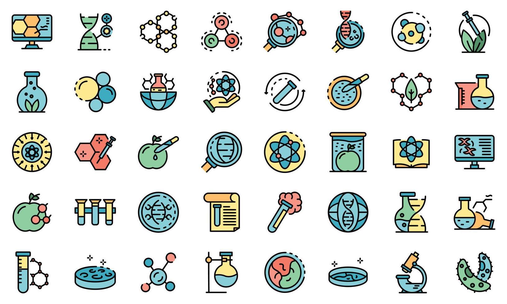 Bioengineer icons set vector flat