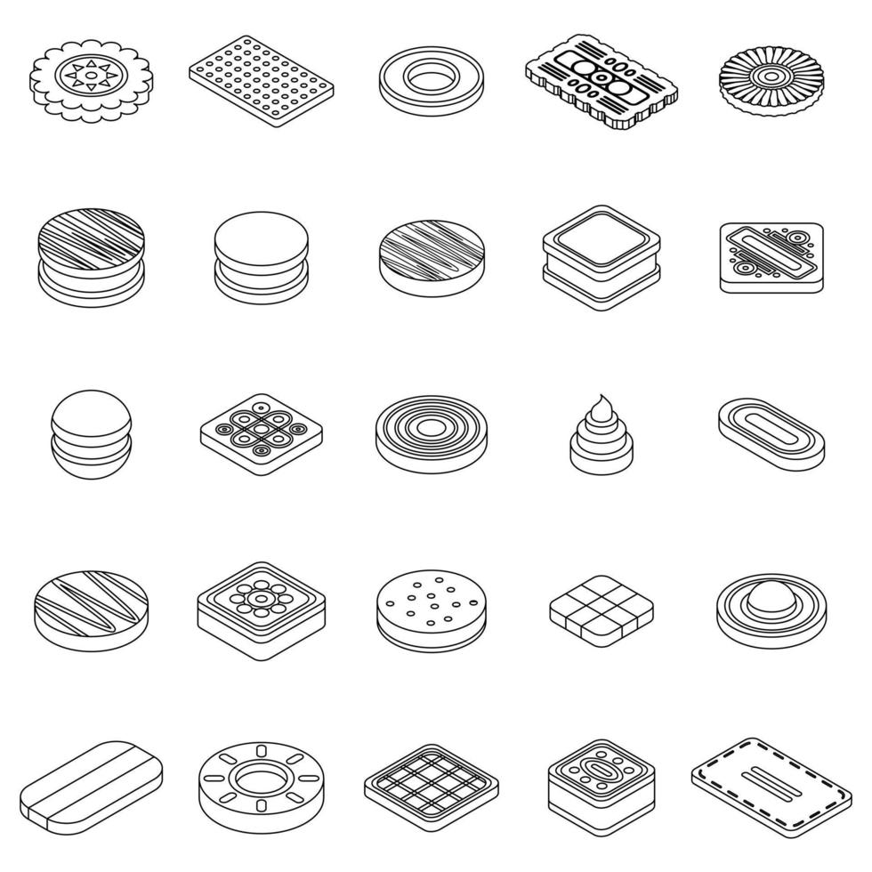 Cookie icons set vector outine