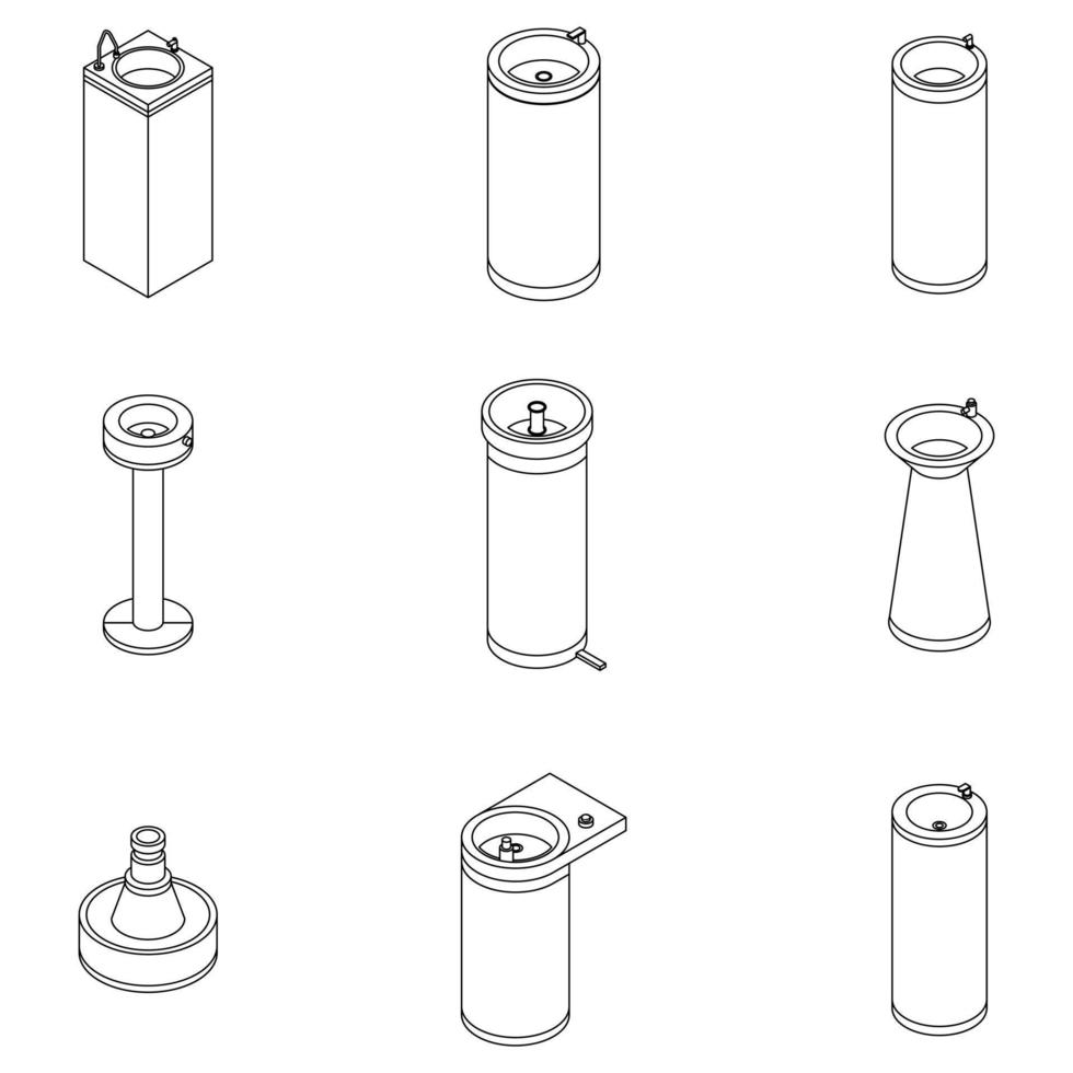 Drinking fountain icons set vector outine