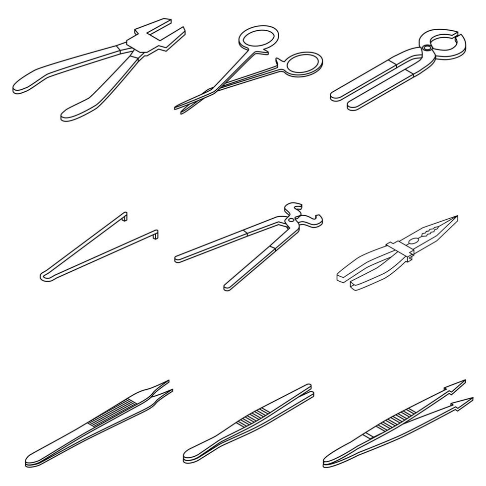 Forceps icons set vector outine