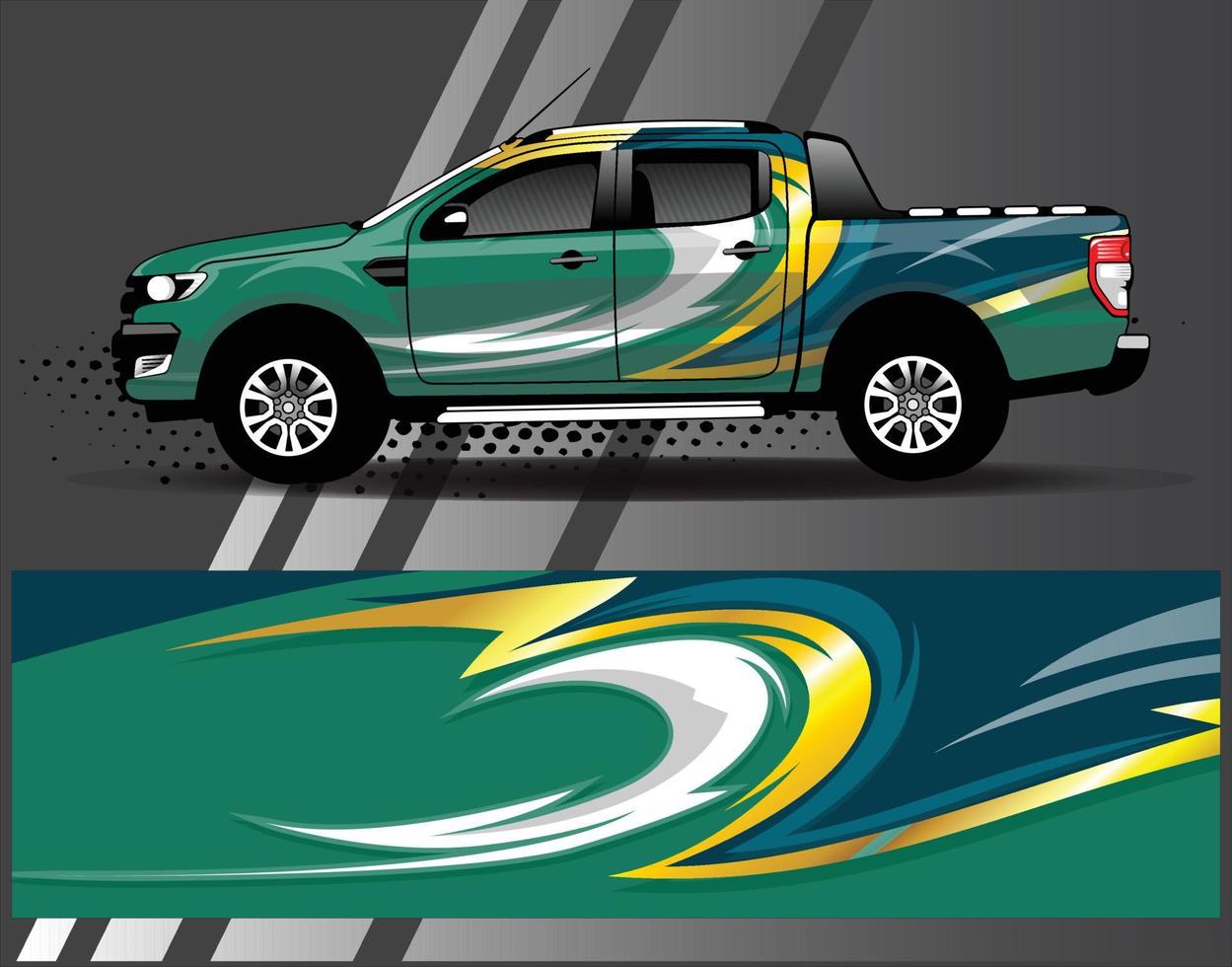 Car wrap design vector  truck and cargo van decal. Graphic abstract stripe racing background designs for vehicle  rally  race  adventure and car racing livery