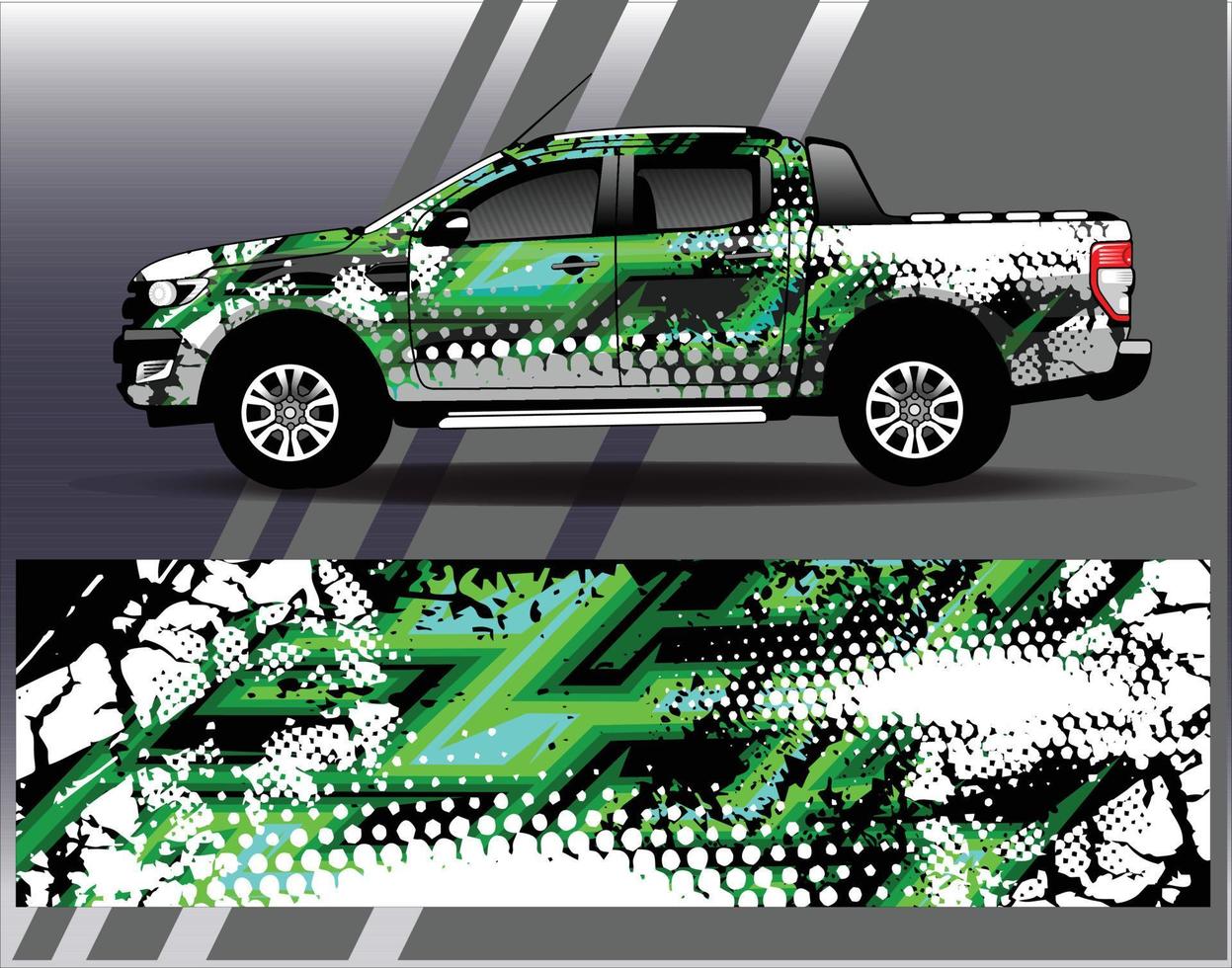 Calcomanía de camión vectorial y furgoneta de carga con diseño de envoltura de coche. Diseños de fondo de carreras de rayas abstractas gráficas para aventuras de carreras de rally de vehículos y librea de carreras de autos vector