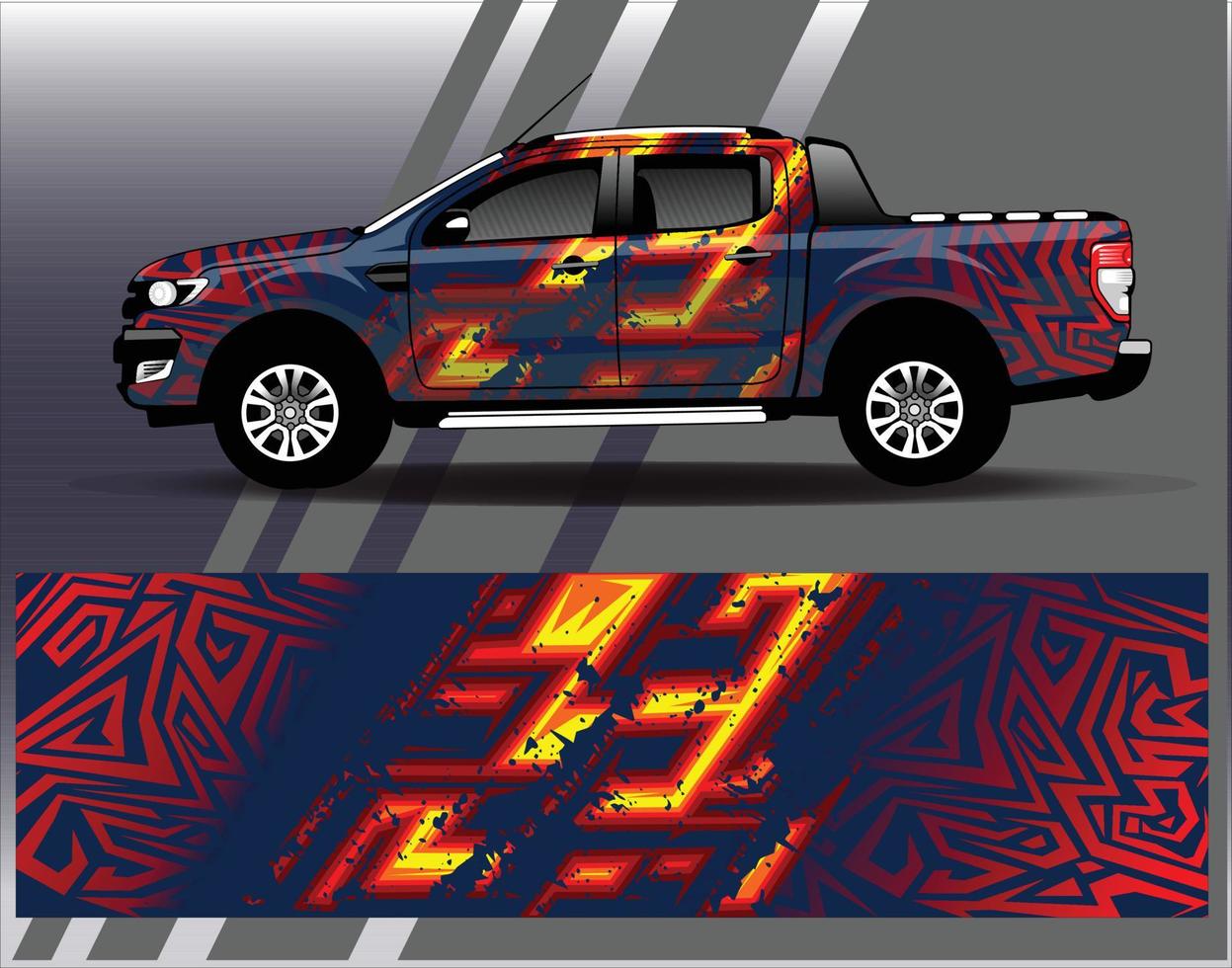 Car wrap design vector  truck and cargo van decal. Graphic abstract stripe racing background designs for vehicle  rally  race  adventure and car racing livery