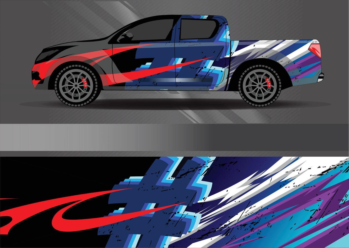 vector de diseño de envoltura de coche de carreras para pegatina de vinilo de vehículo y librea de calcomanía automotriz
