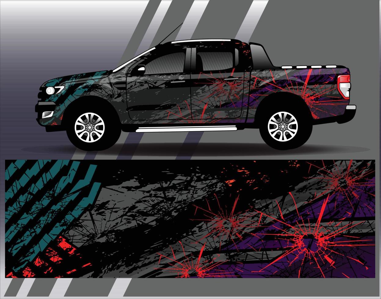 Car wrap design vector  truck and cargo van decal. Graphic abstract stripe racing background designs for vehicle  rally  race  adventure and car racing livery