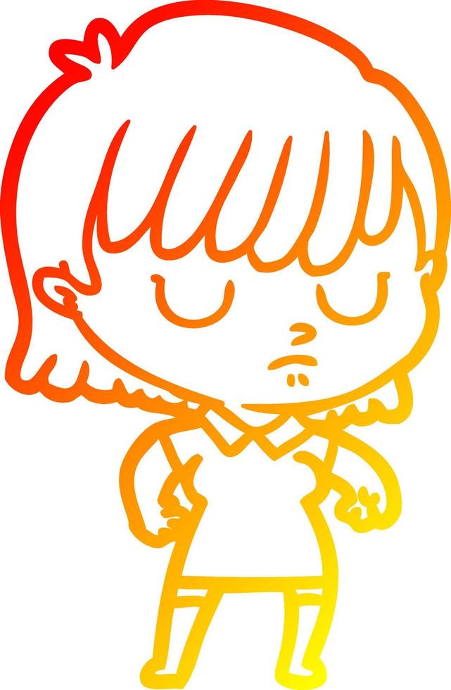 warm gradient line drawing cartoon woman vector