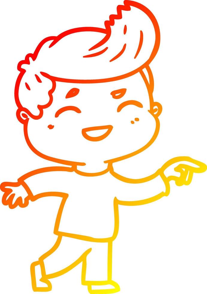warm gradient line drawing cartoon man laughing vector