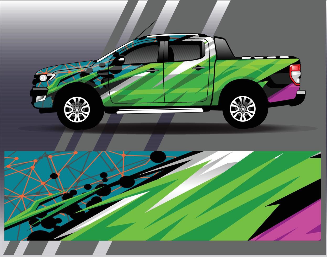 Car wrap design vector  truck and cargo van decal. Graphic abstract stripe racing background designs for vehicle  rally  race  adventure and car racing livery