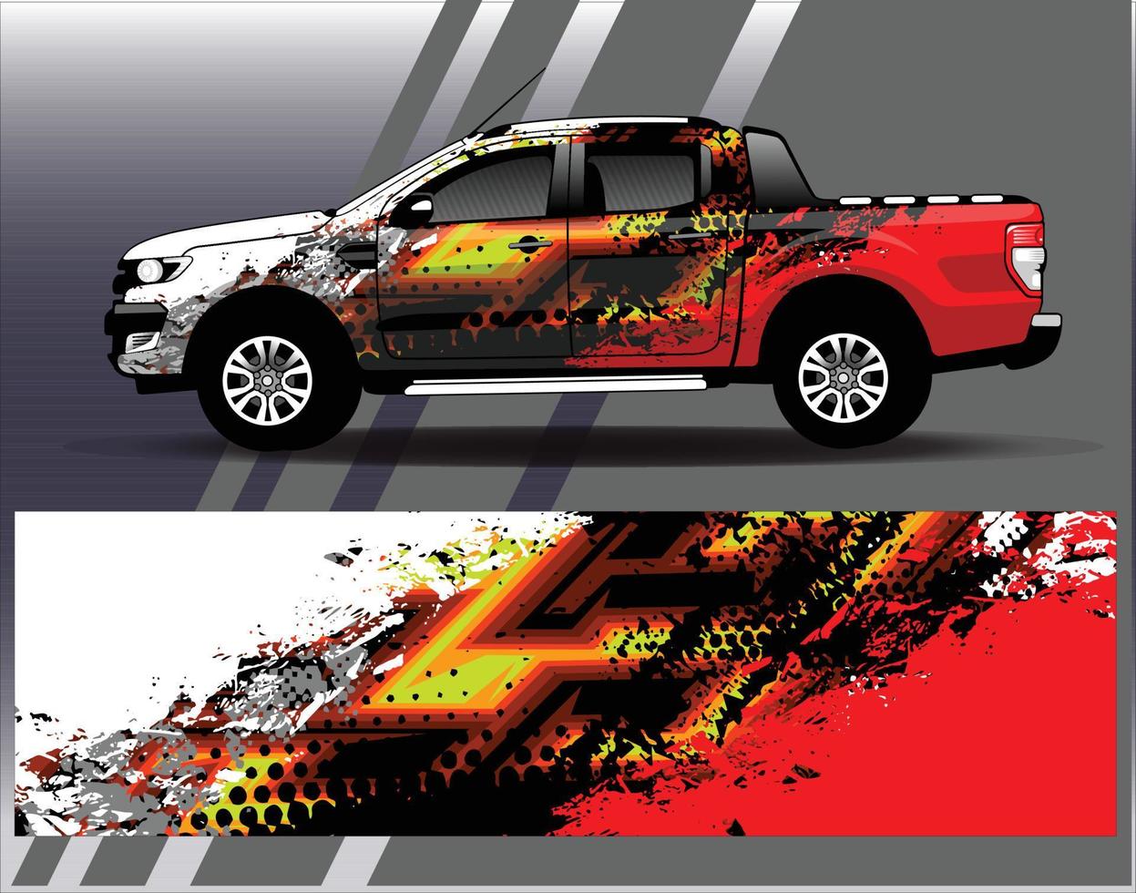 Car wrap design vector  truck and cargo van decal. Graphic abstract stripe racing background designs for vehicle  rally  race  adventure and car racing livery