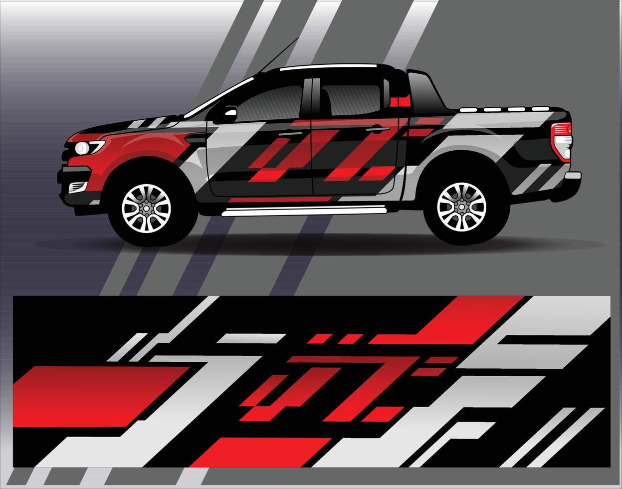 Calcomanía de camión vectorial y furgoneta de carga con diseño de envoltura de coche. Diseños de fondo de carreras de rayas abstractas gráficas para aventuras de carreras de rally de vehículos y librea de carreras de autos vector