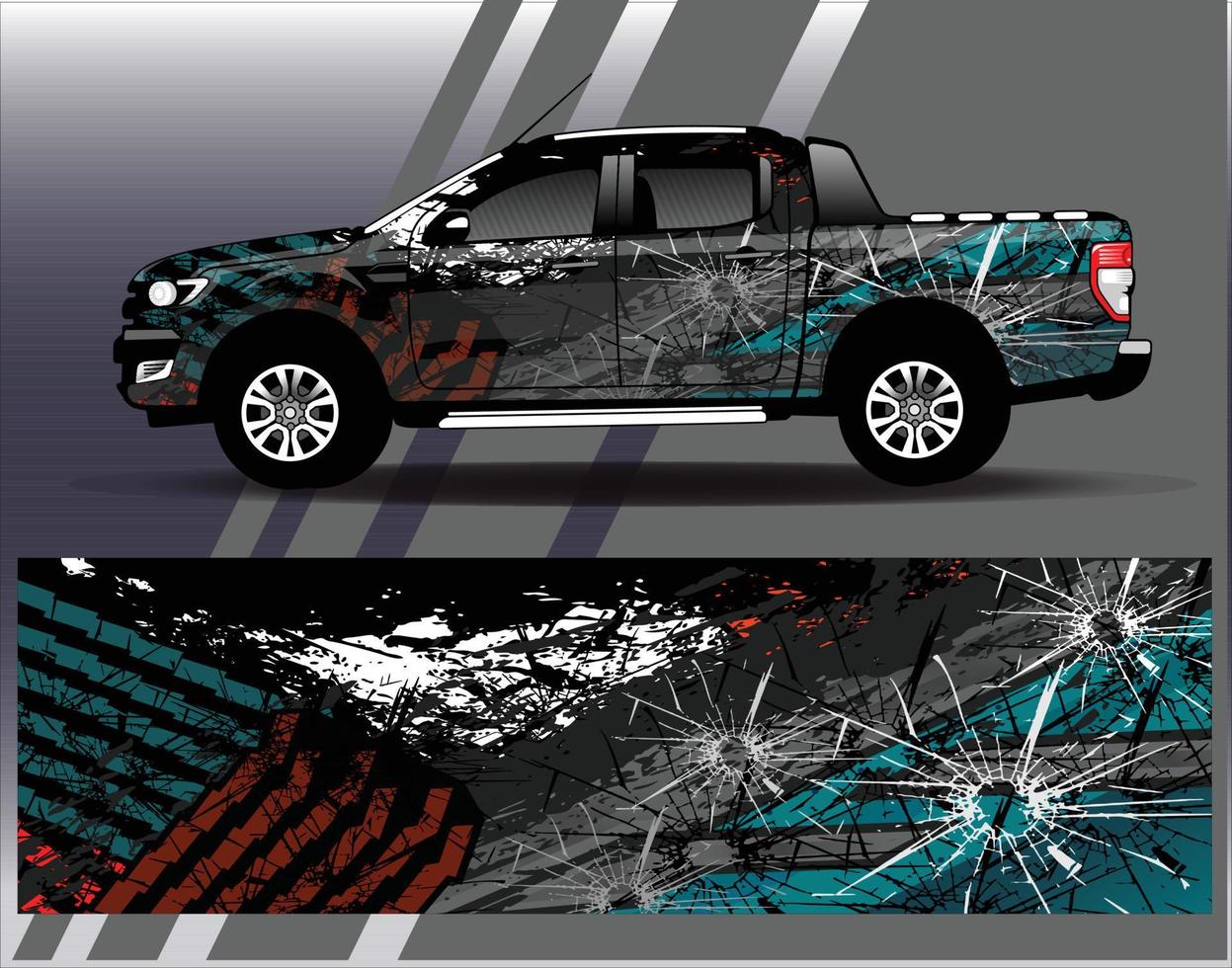 Car wrap design vector  truck and cargo van decal. Graphic abstract stripe racing background designs for vehicle  rally  race  adventure and car racing livery